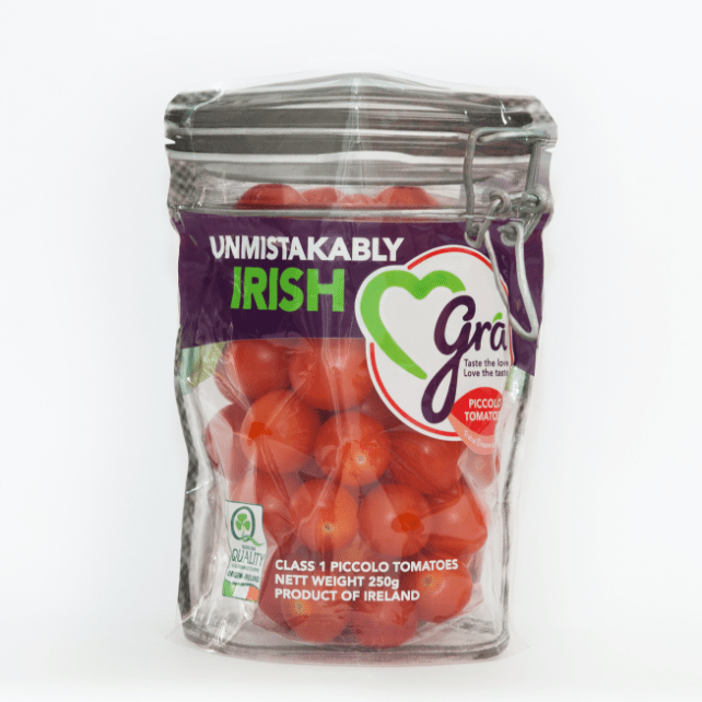 Close up of Gra tomato bag designed in the style of a jar