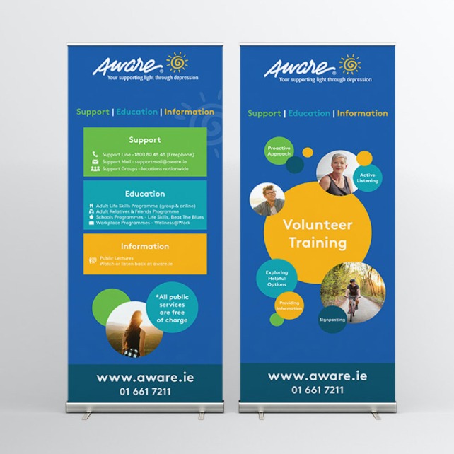 Aware Charity Northern Ireland two pull up banner design
