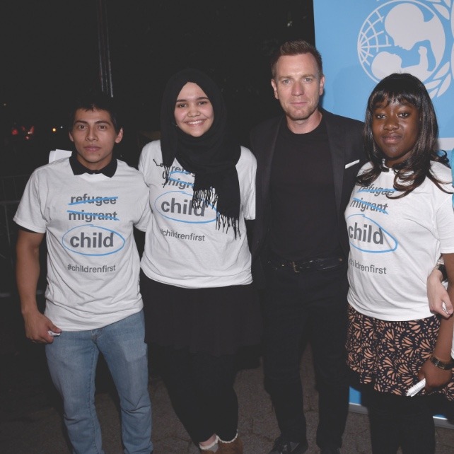 Image of Ewan Mcgregor with Unicef ambassadors at a Unicef event