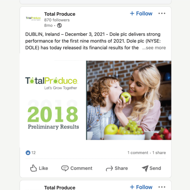 Total Produce Linkedin post design